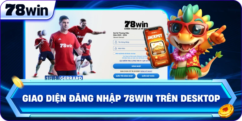 Giao diện đăng nhập 78Win trên desktop